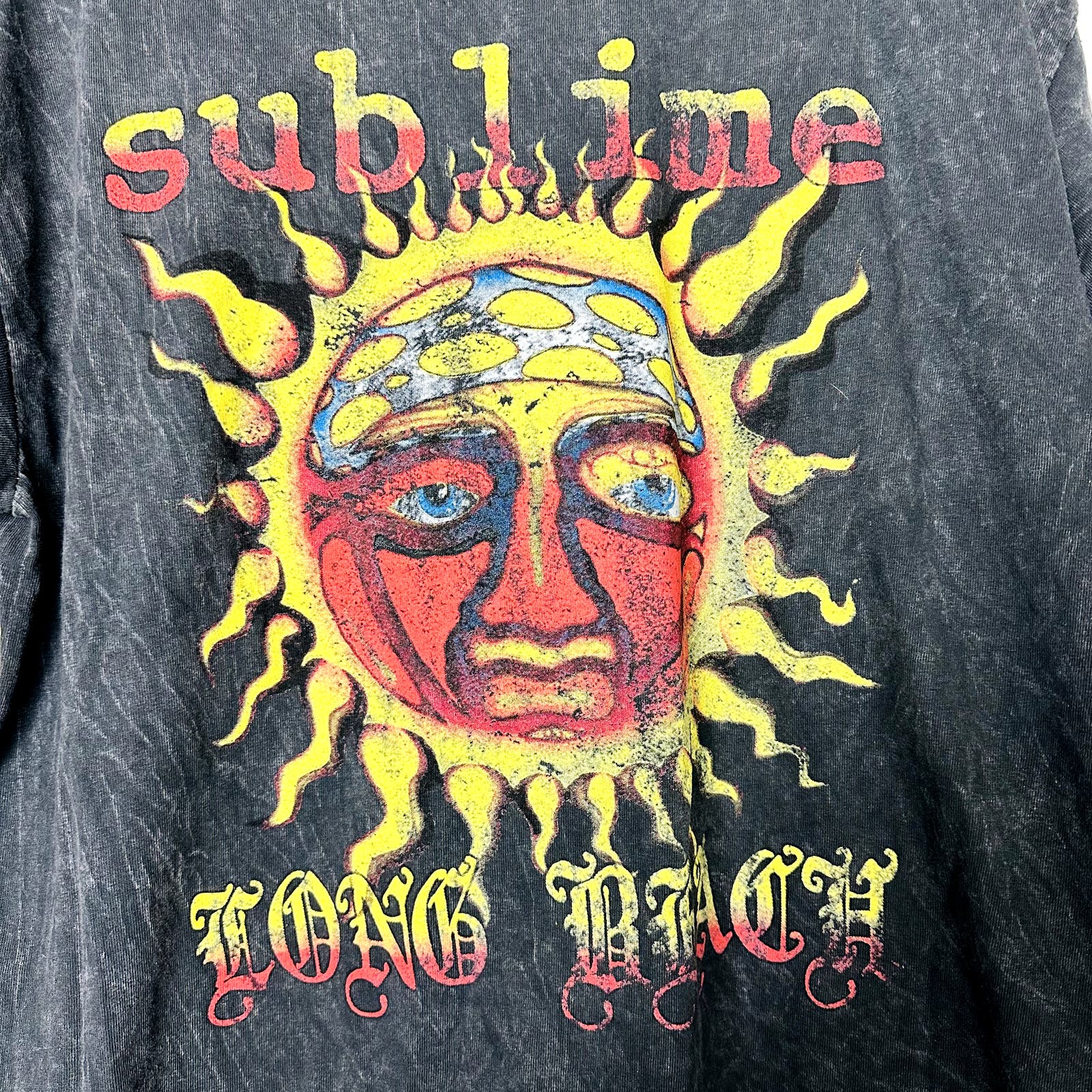 Sublime NWOT Graphic Short Sleeve Band T-Shirt Top Black Acid Wash Size Large