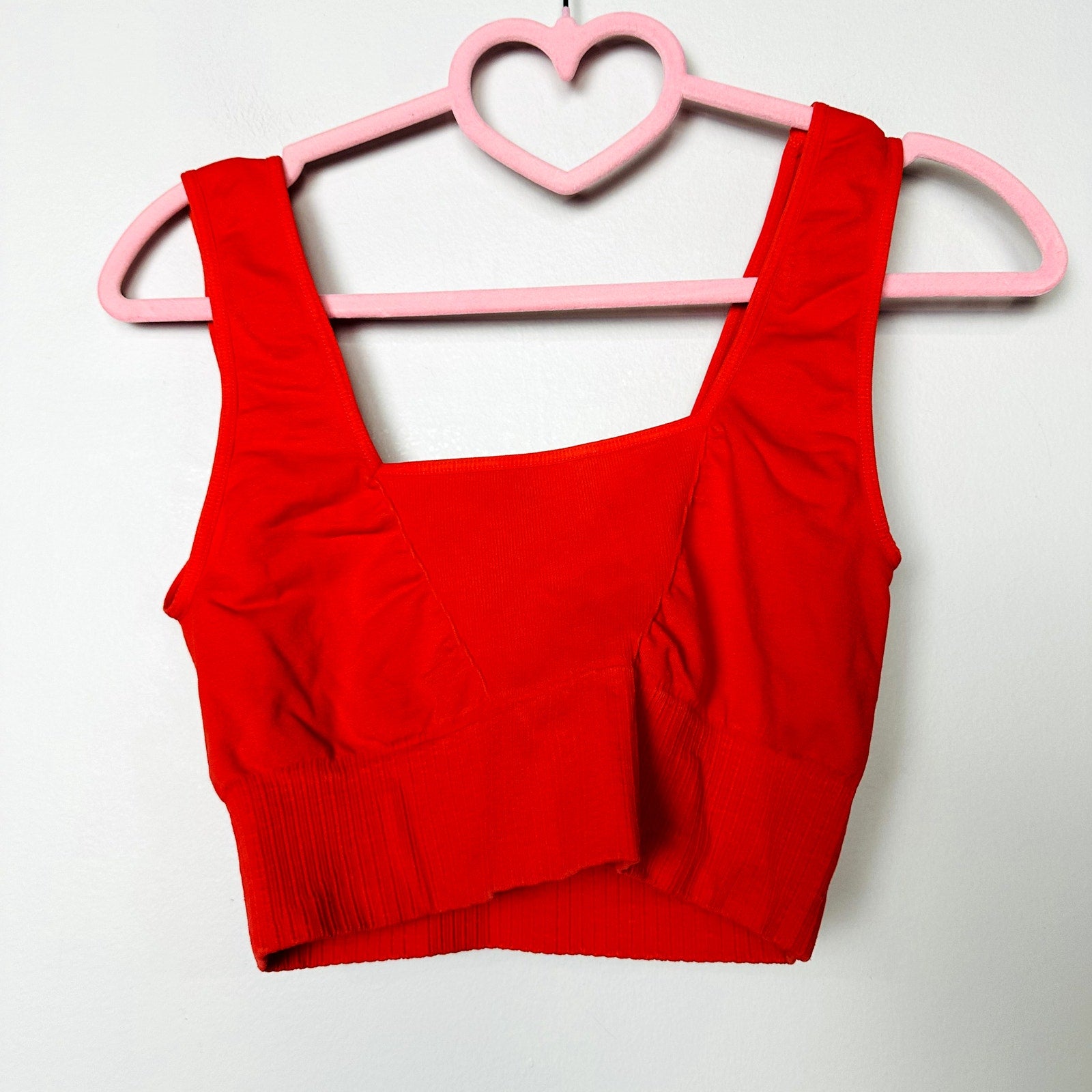 Free People NWOT Good Karma Square Neck Active Bra Red Size M/L