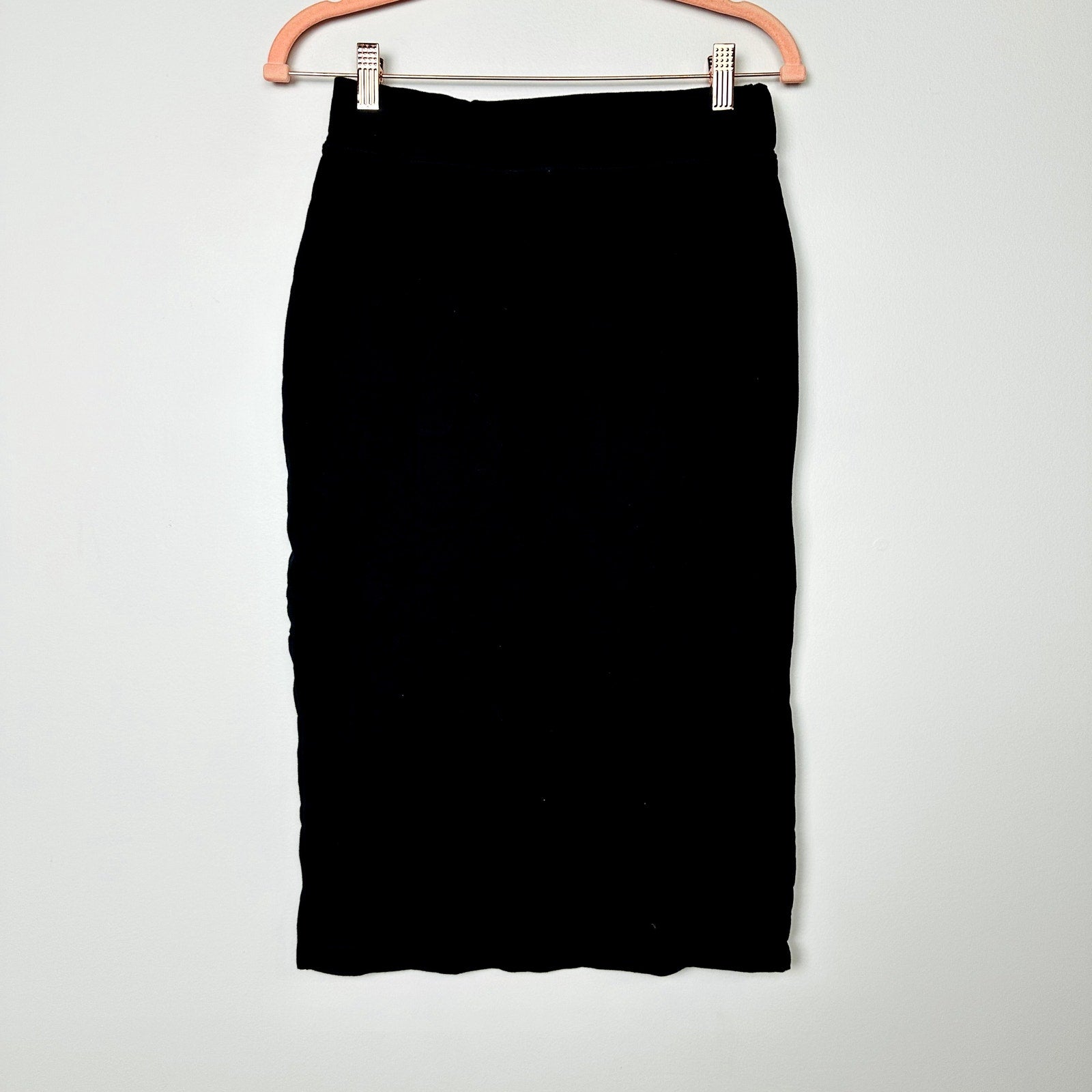 Free People Elastic Waist Black Straight Pencil Midi Skirt Size XS