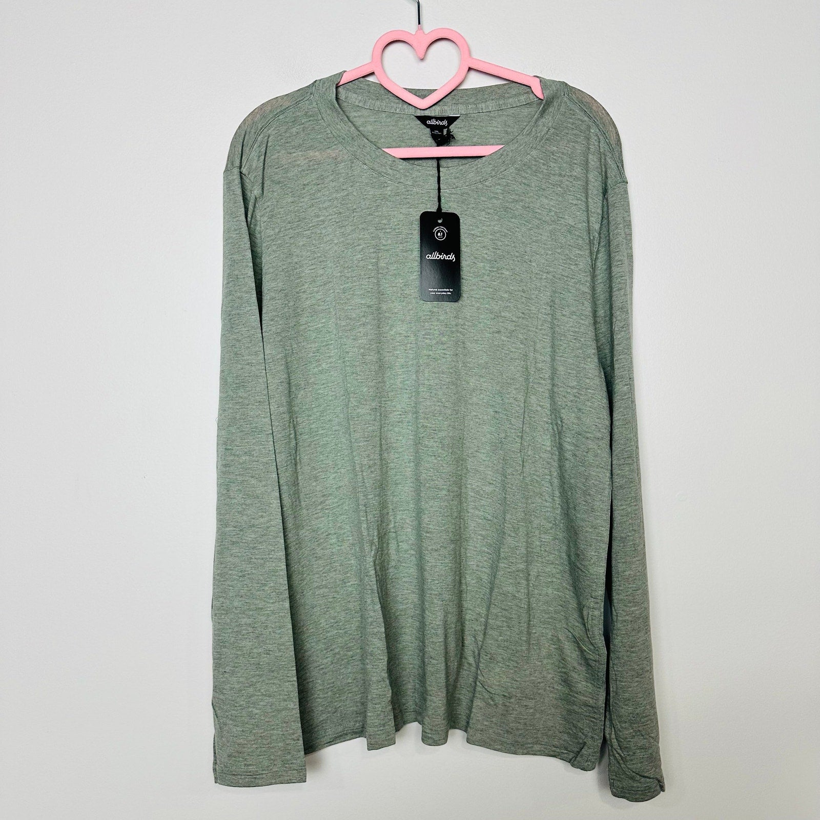 Allbirds NWT Hazy Pine Sea Long Sleeve Green Pullover Tee Size 2XL