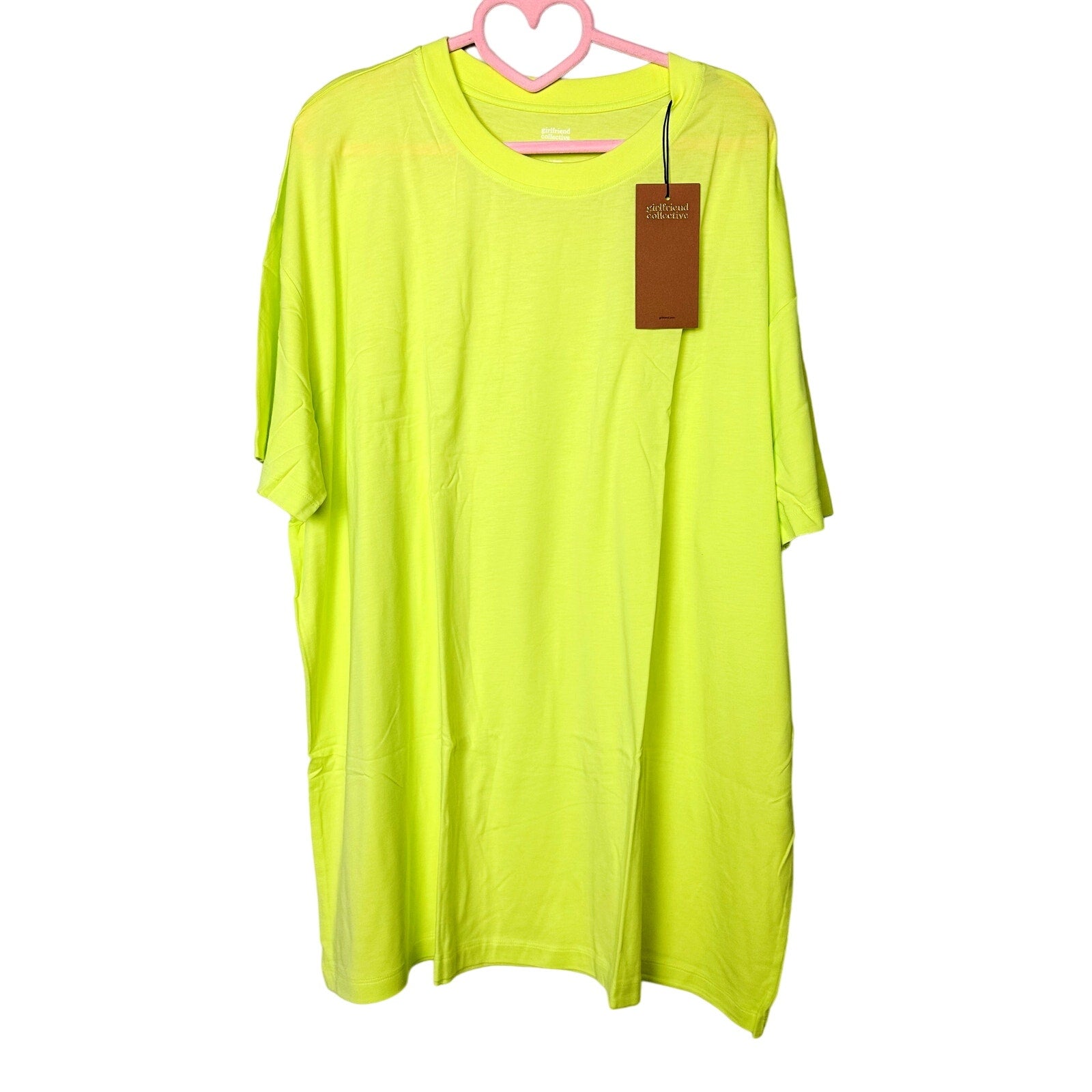 Girlfriend Collective NWT Unisex Crewneck T-Shirt Top lime Green Size 9