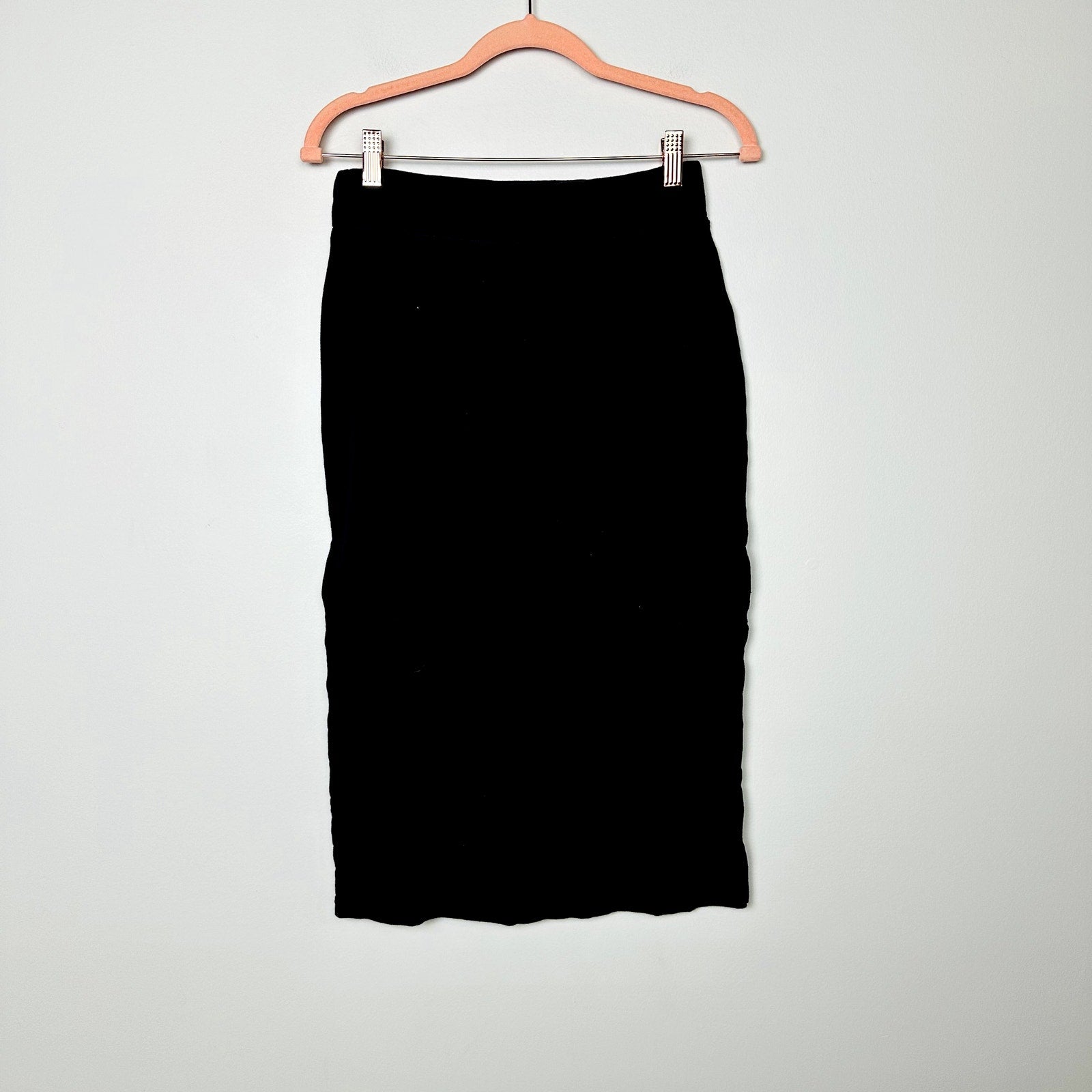 Free People Elastic Waist Black Straight Pencil Midi Skirt Size XS