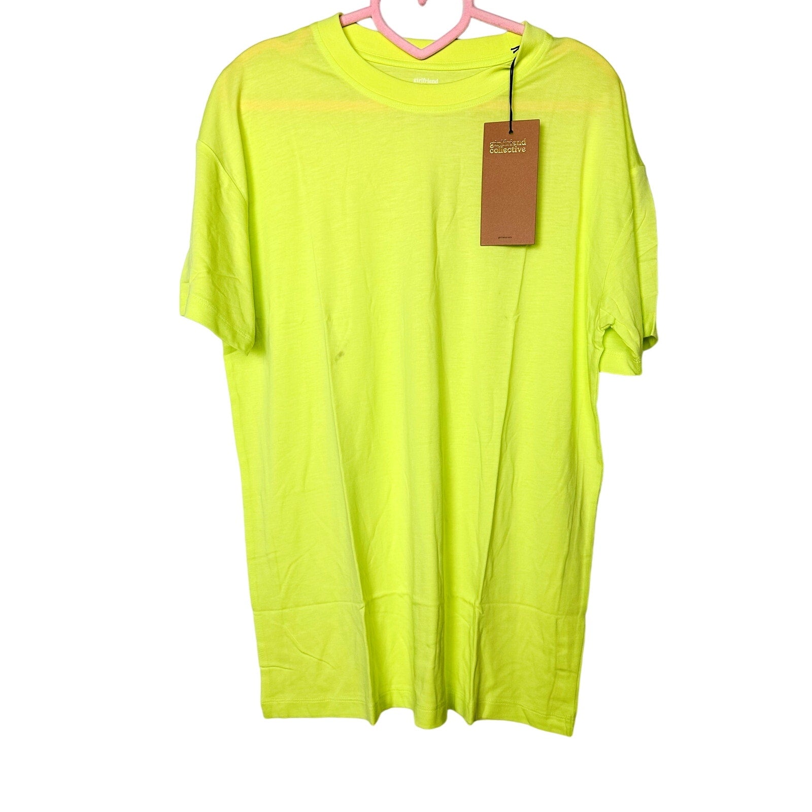 Girlfriend Collective NWT Unisex Crewneck T-Shirt Top Electric Lime Size 3