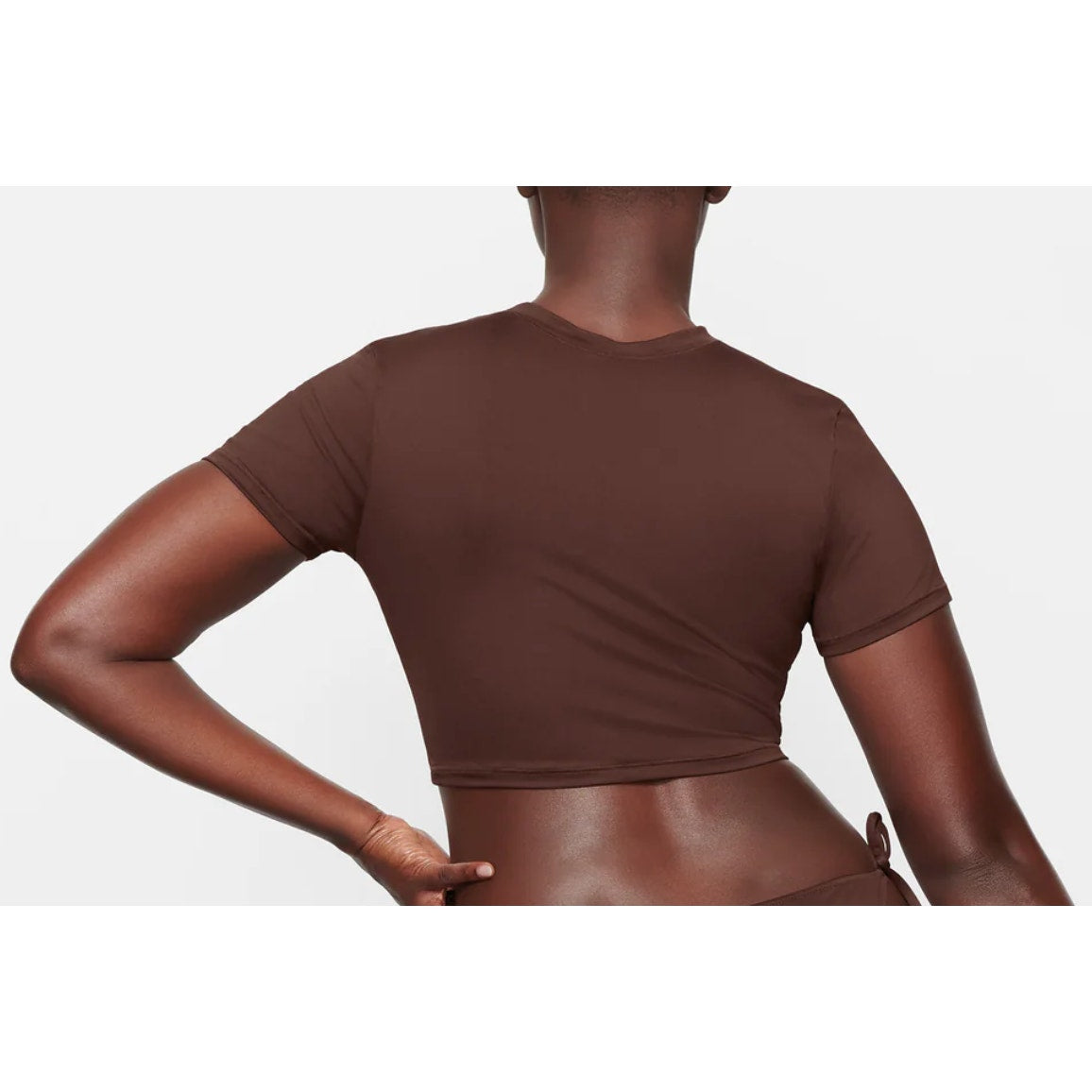 Skims NWT Cocoa Recycled Swim Crop Top Crew Neck T-Shirt Size Large