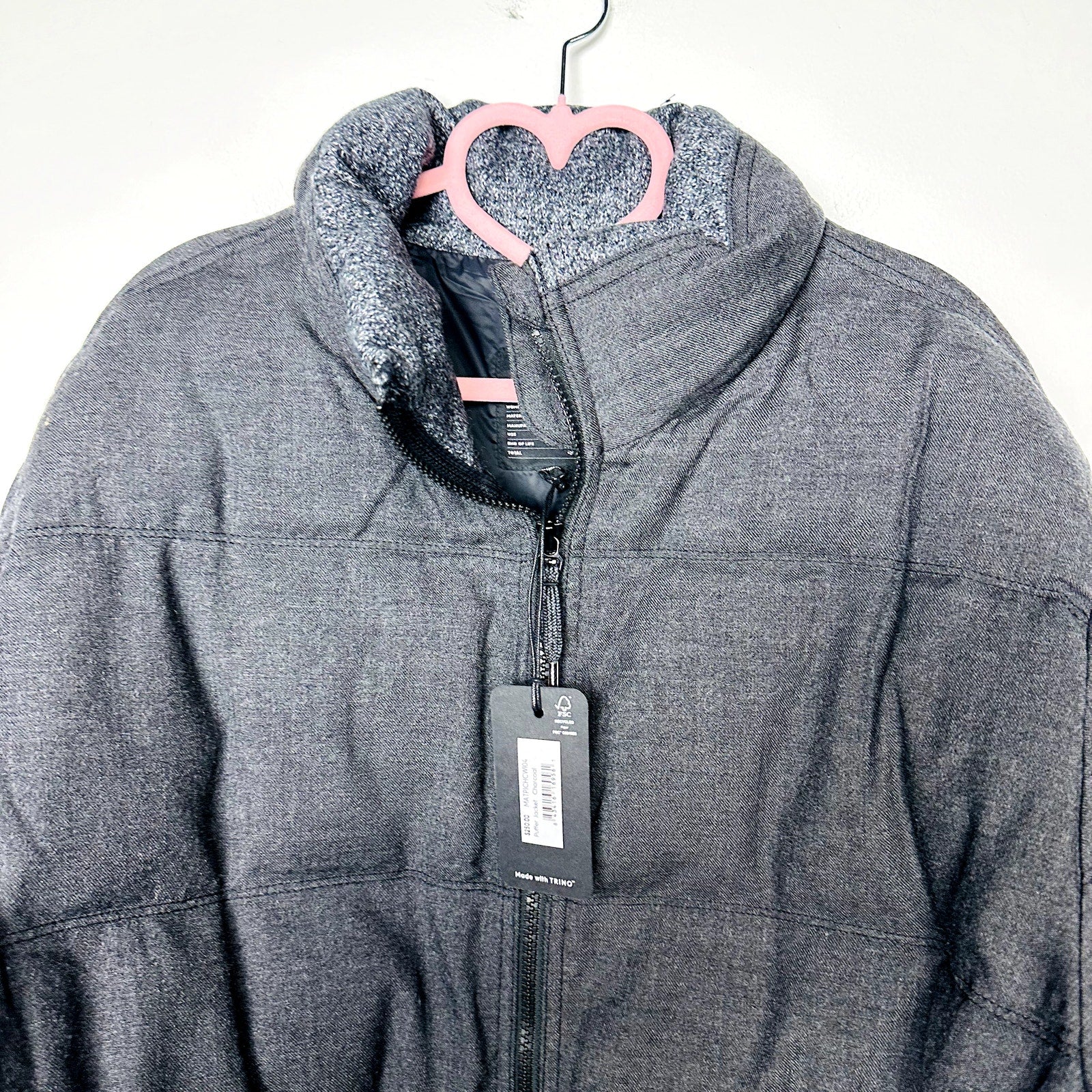 Allbirds NWT Charcoal Puffer Zip Front Jacket Size XL