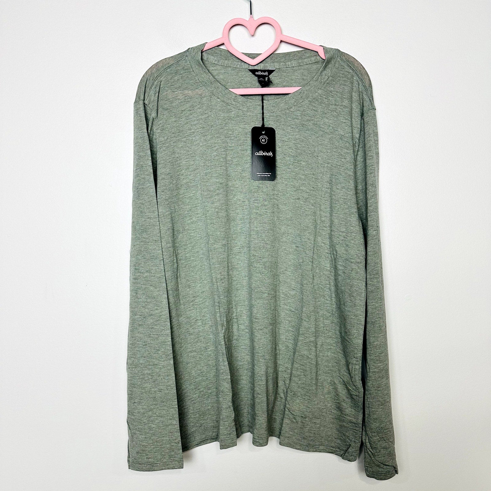 Allbirds NWT Hazy Pine Sea Long Sleeve Crew Neck Tee Size 2XL