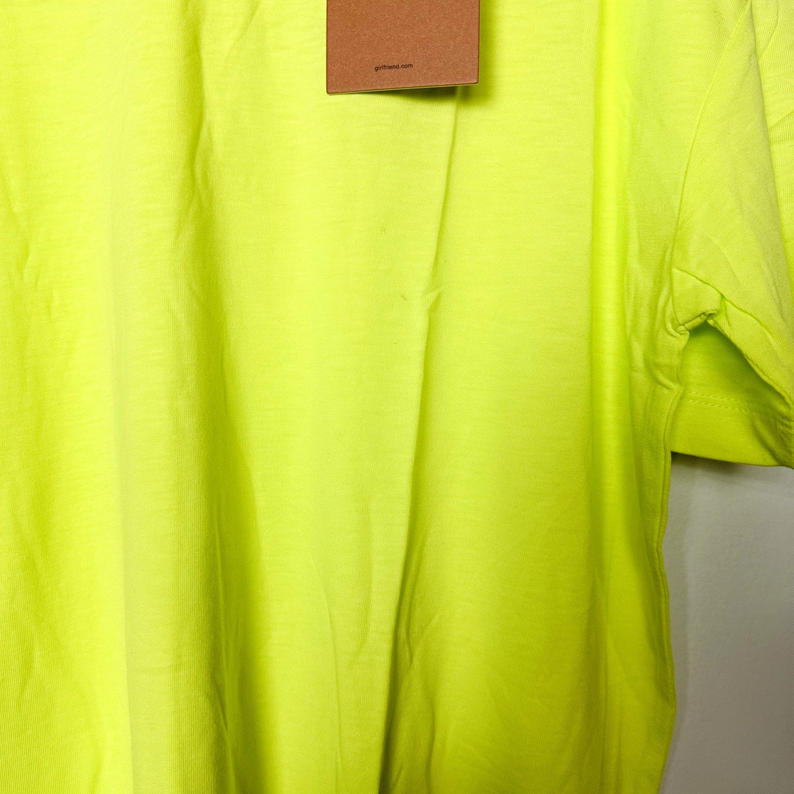 Girlfriend Collective NWT Unisex Crewneck T-Shirt Top Electric Lime Size 3