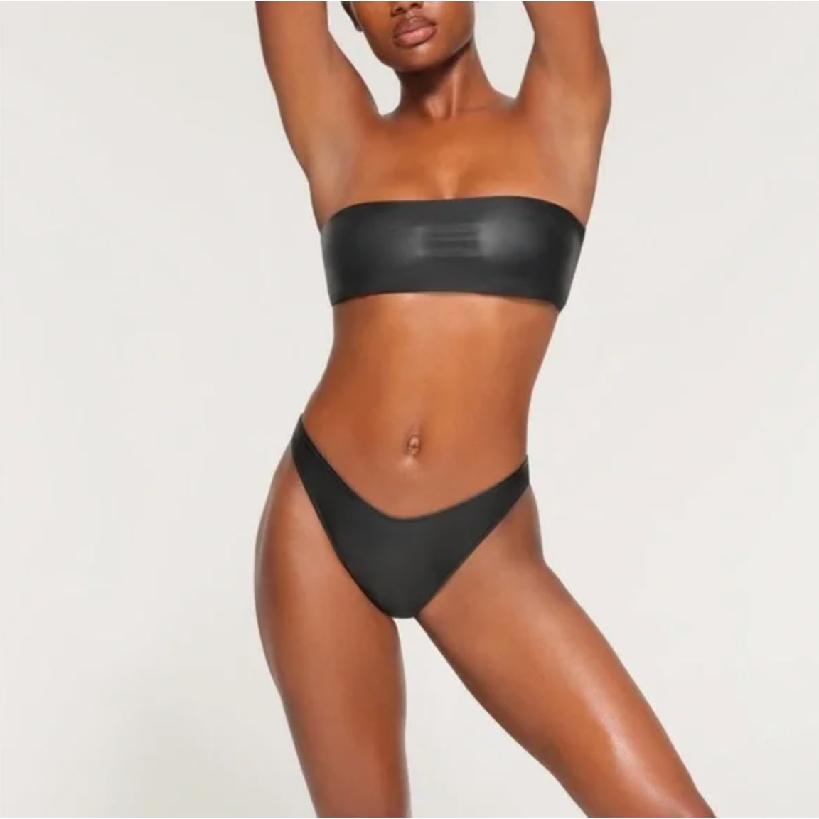 Skims NWT Onyx Micro Pleather Swim Bandeau Bikini Top Size 3X