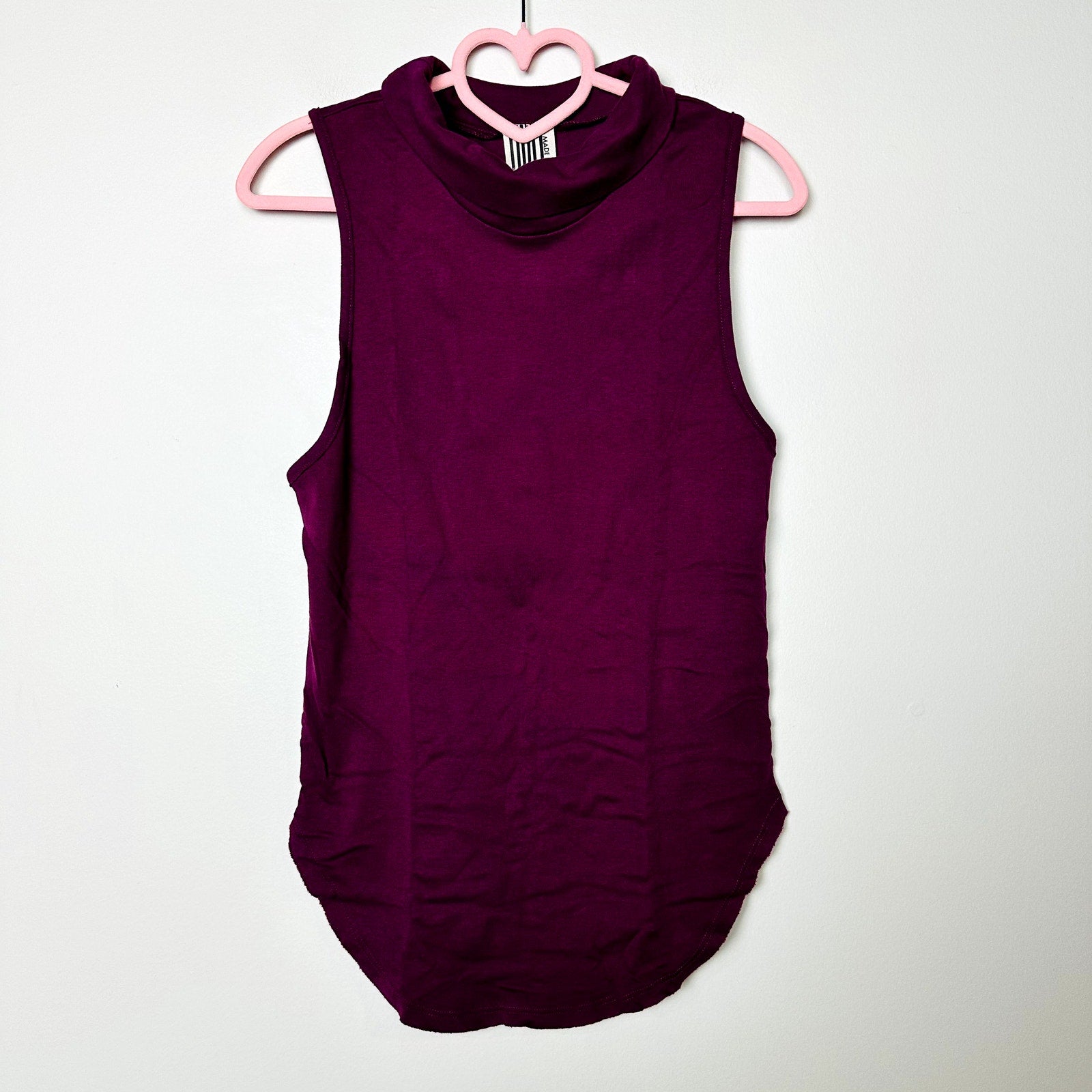 Free People NWOT Purple LA Livin Mock Turtleneck muscle tank top Size XS