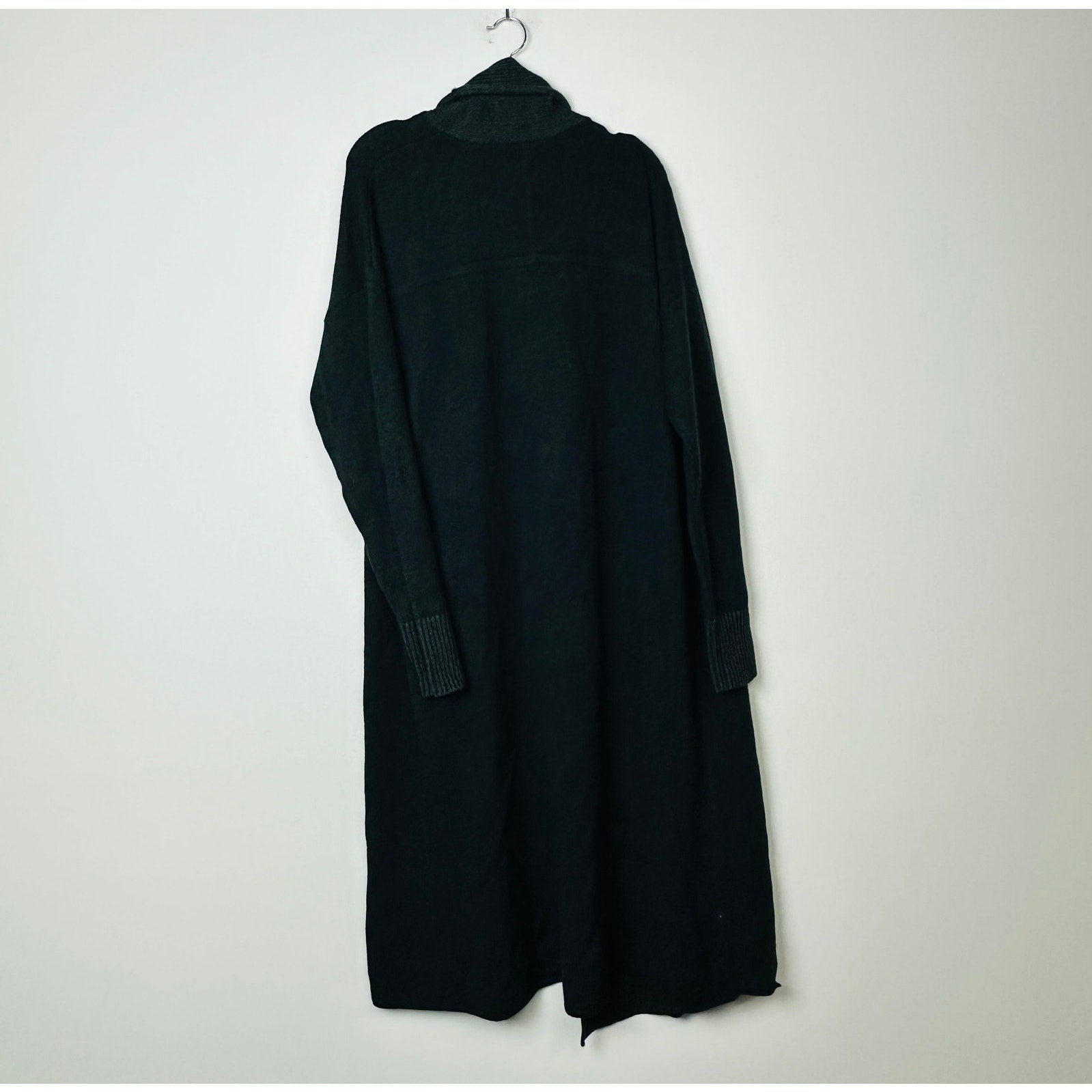 Allbirds NWT Wool Natural Black Open Front Long Cardigan Size Large