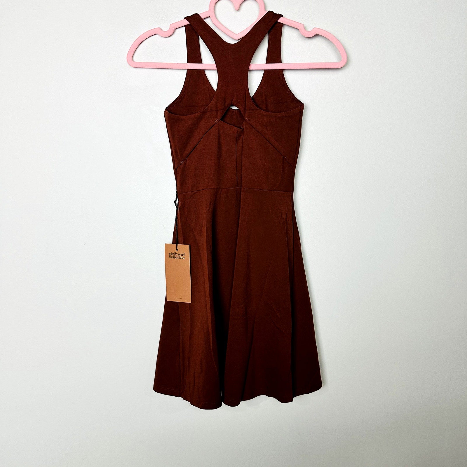 Girlfriend Collective NWT Mahogany Lola V-Neck Dress Brown/Red Size XXS