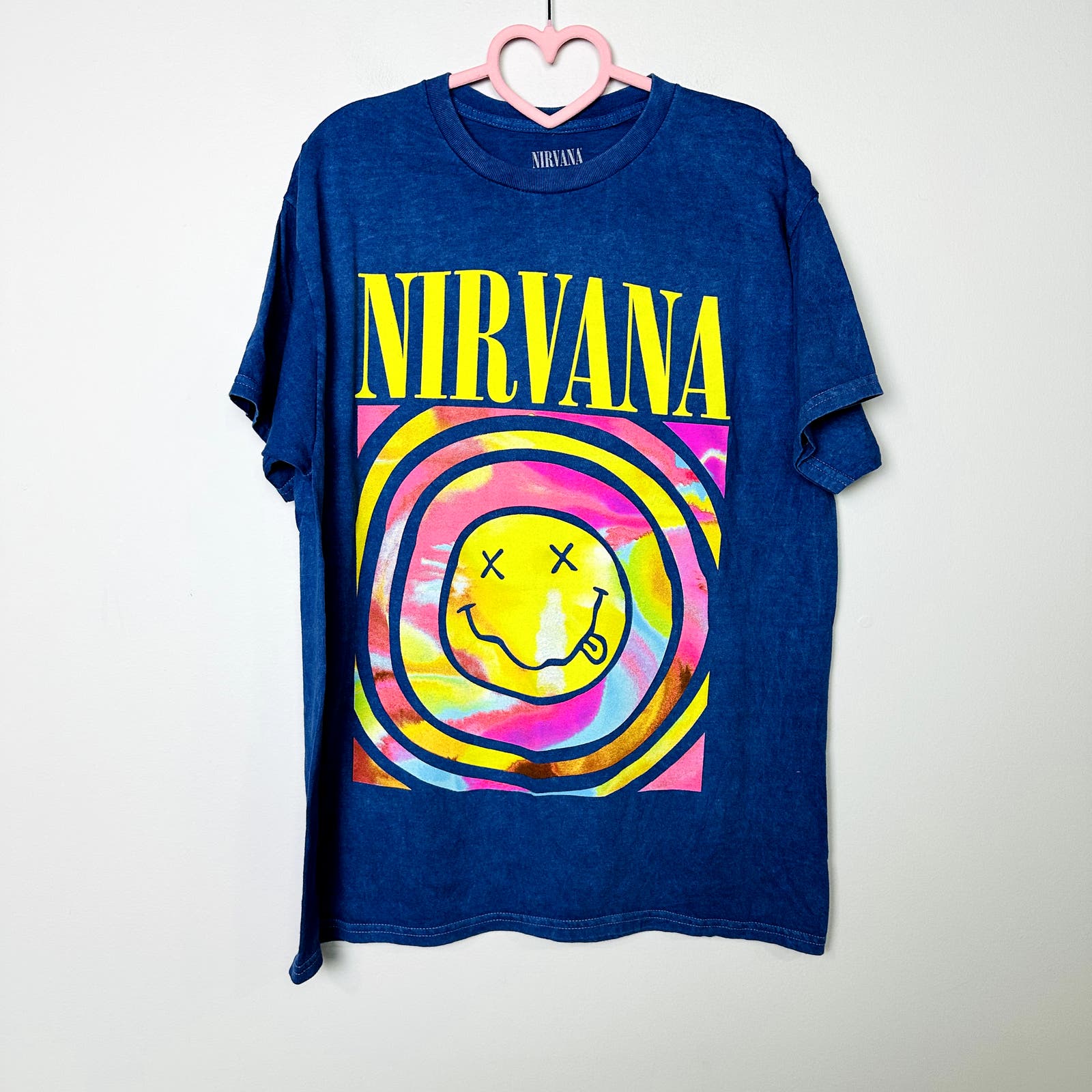 Nirvana NWOT Graphic Tee Tie Dye Logo Short Sleeve Unisex Blue Size L