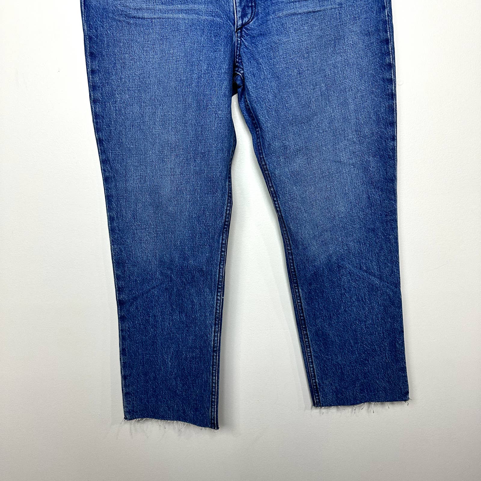 rag & bone NWT Nina High-Rise Raw Hem Ankle Cigarette Denim Jeans Poppy Size 32