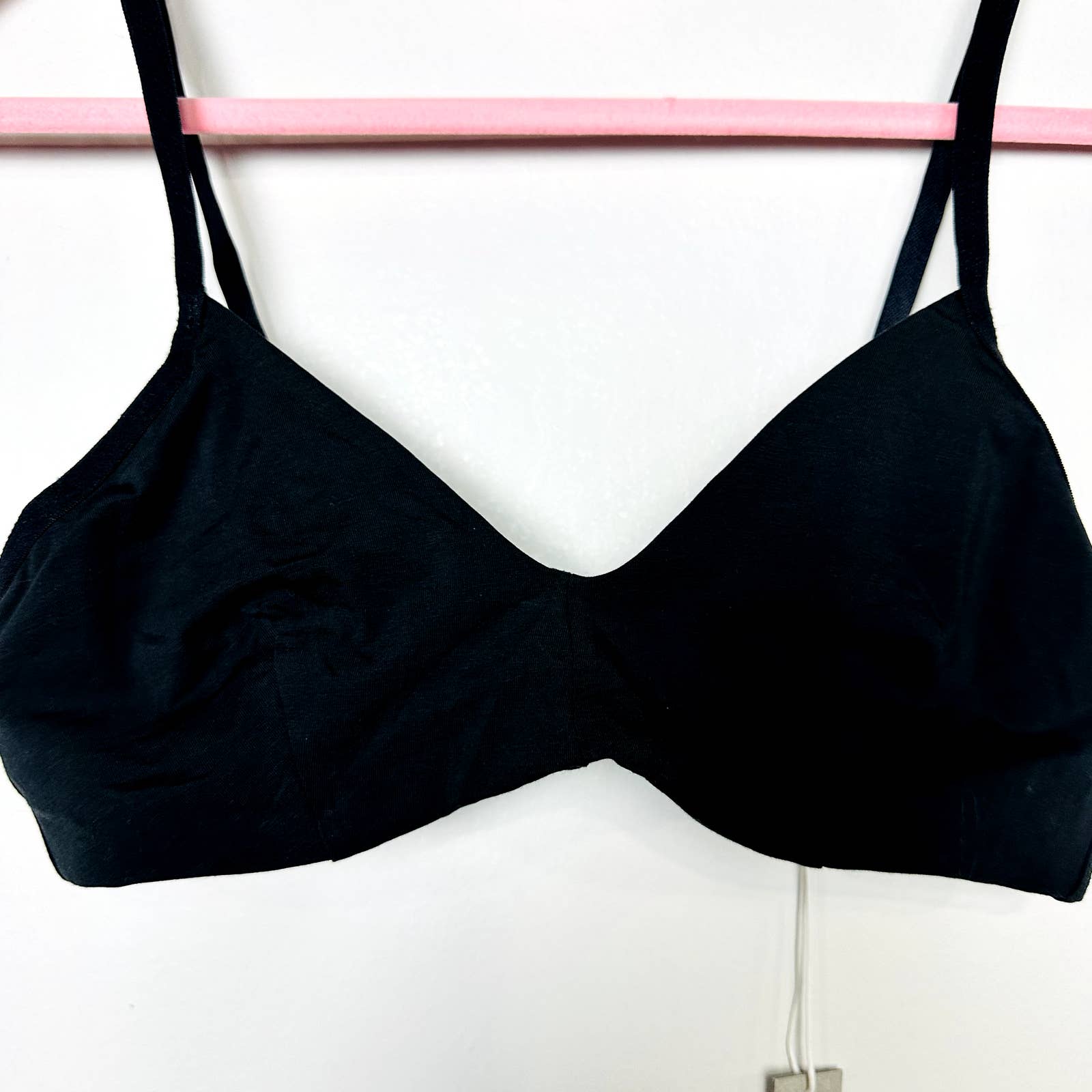 Everlane NWT The Cotton Bralette Unpadded Wireless Soft Supima Bra Black Medium