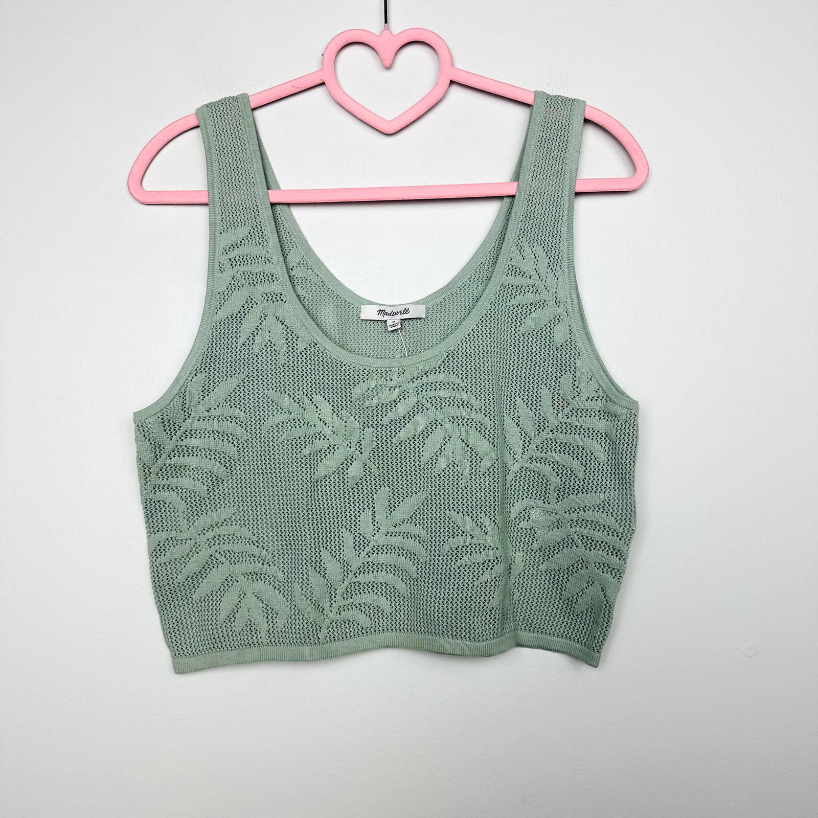 Madewell NWT Palm-Stitch Crop Sweater Tank in Sage Mist Size Medium